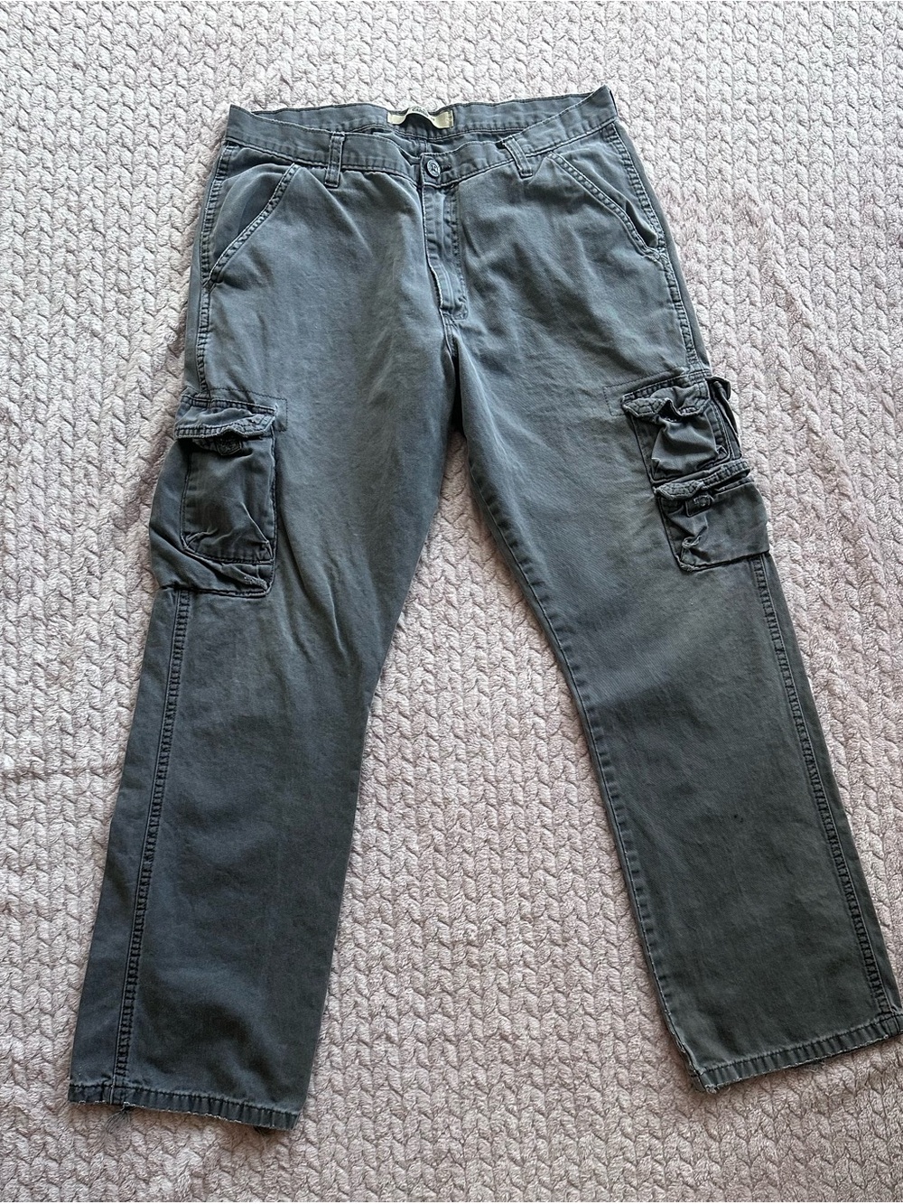Wrangler Jeans Co Cargo Pants 34x32 Gray Y2K Baggy Utility